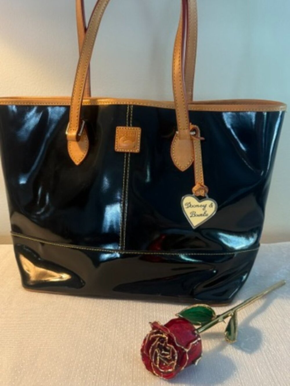 Authentic Dooney & Bourke black Patent Leather Tote Bag